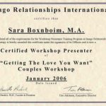 שרה בוקסנבוים - טיפול זוגי והנחיית סדנאות לזוגיות בחיפה - תעודה 4